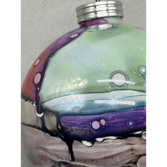 Handcrafted Glass bulb Holiday Ornament With Abstract Design multi color READ - Picture 3 of 5
